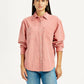 Women's Solid Pink Loose Fit Shirt - Front View