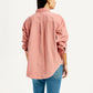 Women's Solid Pink Loose Fit Shirt - Back View