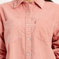 Women's Solid Pink Loose Fit Shirt - Detail View