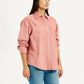 Women's Solid Pink Loose Fit Shirt - Side View