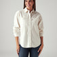 Women's Solid Off White Spread Collar Shirt - Styleshot View