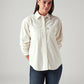 Women's Solid Off White Spread Collar Shirt - Front View