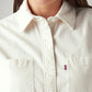 Women's Solid Off White Spread Collar Shirt - Detail View
