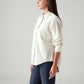 Women's Solid Off White Spread Collar Shirt - Side View