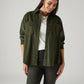 Women's Solid Olive Spread Collar Shirt - Styleshot View