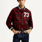 Men's Plaid Red Varsity Jacket - Styleshot View