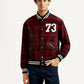 Men's Plaid Red Varsity Jacket - Front View
