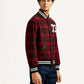 Men's Plaid Red Varsity Jacket - Side View