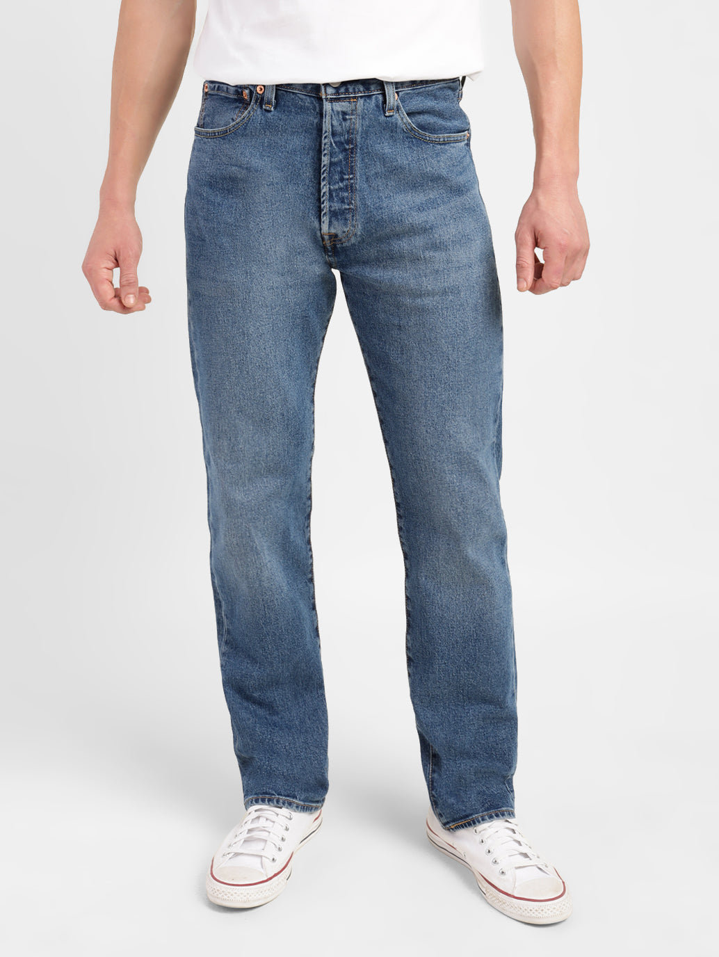 Men's 501 Blue Straight Fit Mid Rise Jeans - 9127f9db-2d0b-4132-8b1e-3e1d666ba421 View