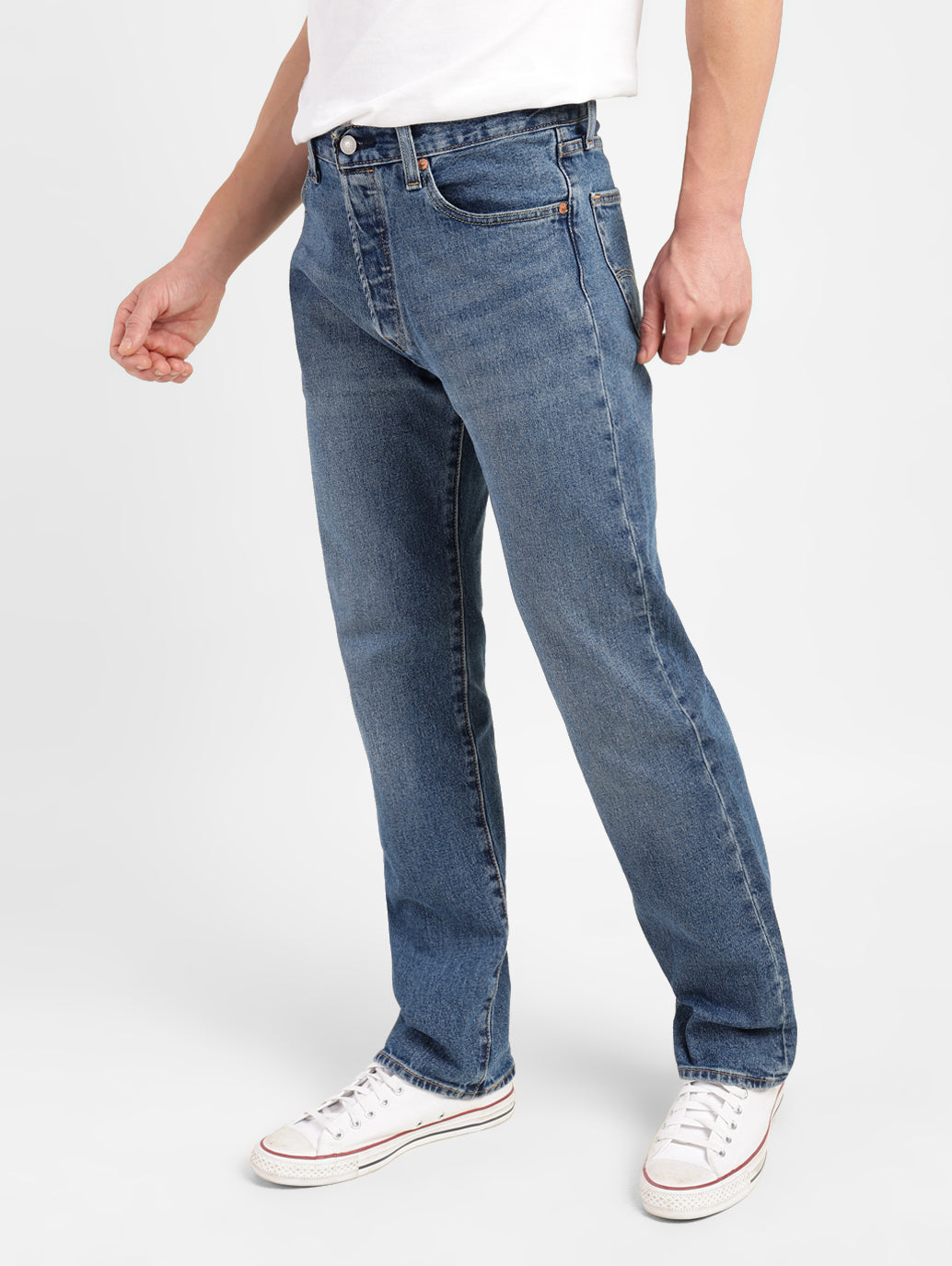 Men's 501 Blue Straight Fit Mid Rise Jeans - b30d7588-bf97-4903-aa8d-bebfede9c4ac View