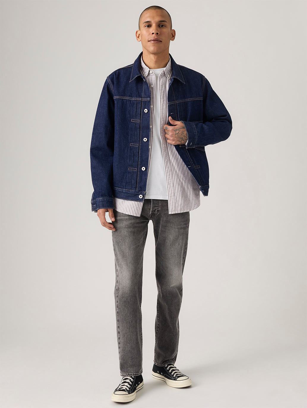 Men's 501 Grey Straight Fit Mid Rise Jeans - Styleshot View