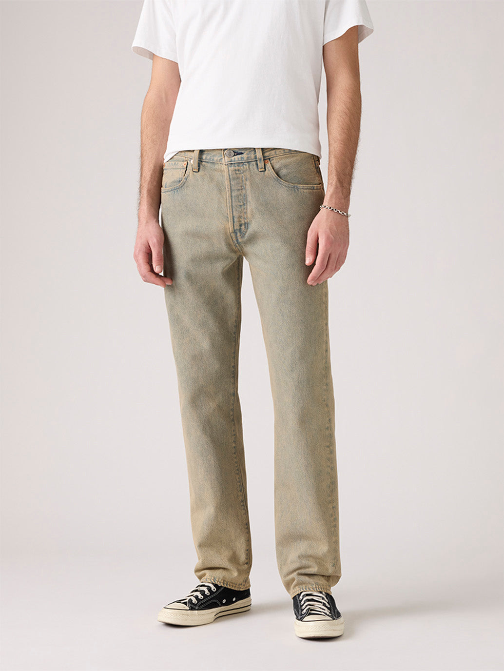Men's Tinted 501 Grey Straight Fit Mid Rise Jeans - Front View