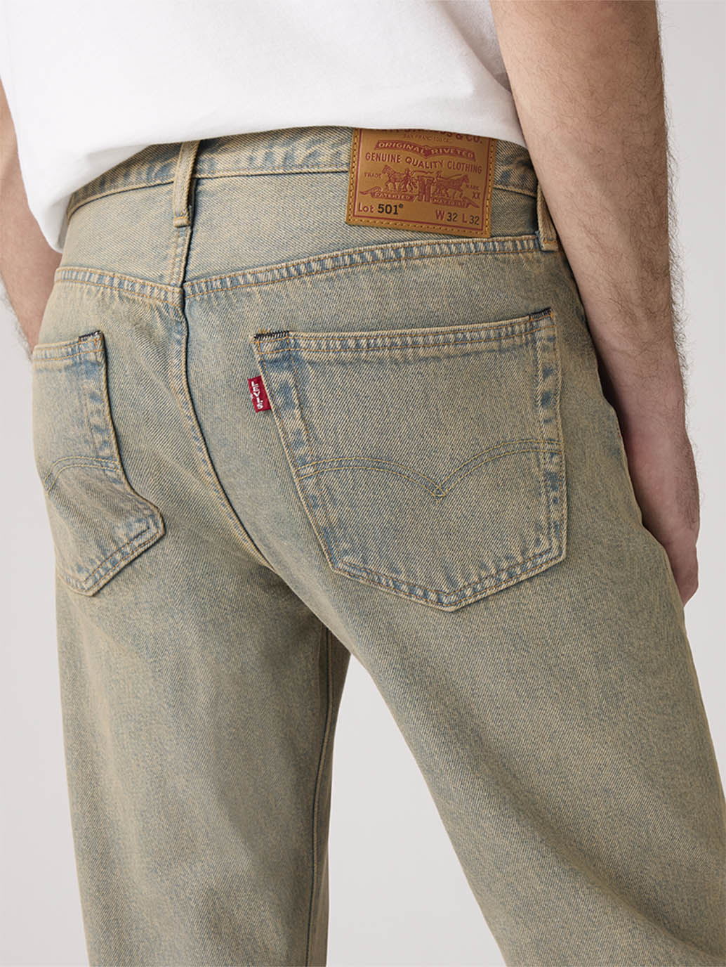 Men's Tinted 501 Grey Straight Fit Mid Rise Jeans - Detail View
