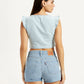 Women's Solid Light-Blue V-Neck Top - Back View