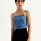 Women's Solid Blue Denim Cami Top - Styleshot View