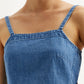 Women's Solid Blue Denim Cami Top - Detail View