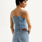 Women's Solid Light Blue Denim Cami Top - Back View