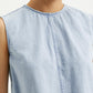 Women's Solid Light Blue Round Neck Denim Crop Top - Detail View