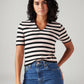 Women's Striped White Slim Fit Polo T-shirt - Styleshot View