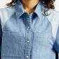 Women's Solid Relaxed Fit Denim Shirt - Detail View
