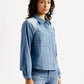 Women's Solid Relaxed Fit Denim Shirt - Side View