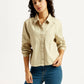 Women's Solid Spread Collar Denim Shirt - Styleshot View