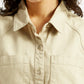Women's Solid Spread Collar Denim Shirt - Detail View