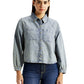 Women's Solid Light Blue Relaxed Fit Denim Shirt - Front View