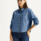 Women's Solid Blue Spread Collar Relaxed Fit Shirt - Styleshot View