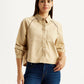 Women's Solid Beige Spread Collar Relaxed Fit Shirt - Styleshot View