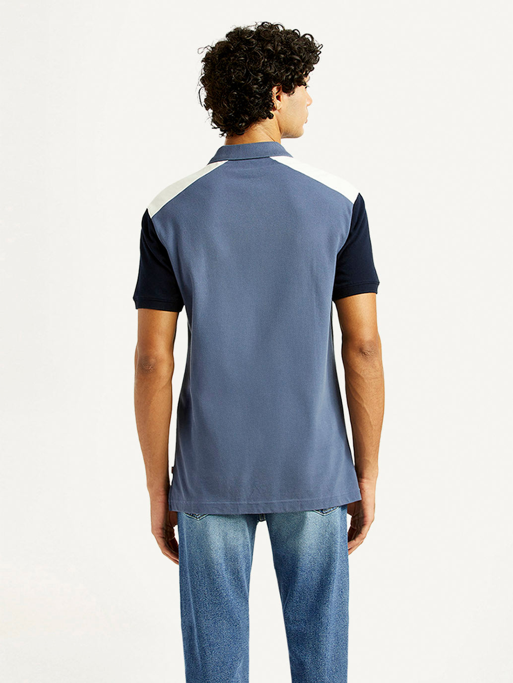 Men's Pure Cotton Slim Fit Polo T-shirt - Back View