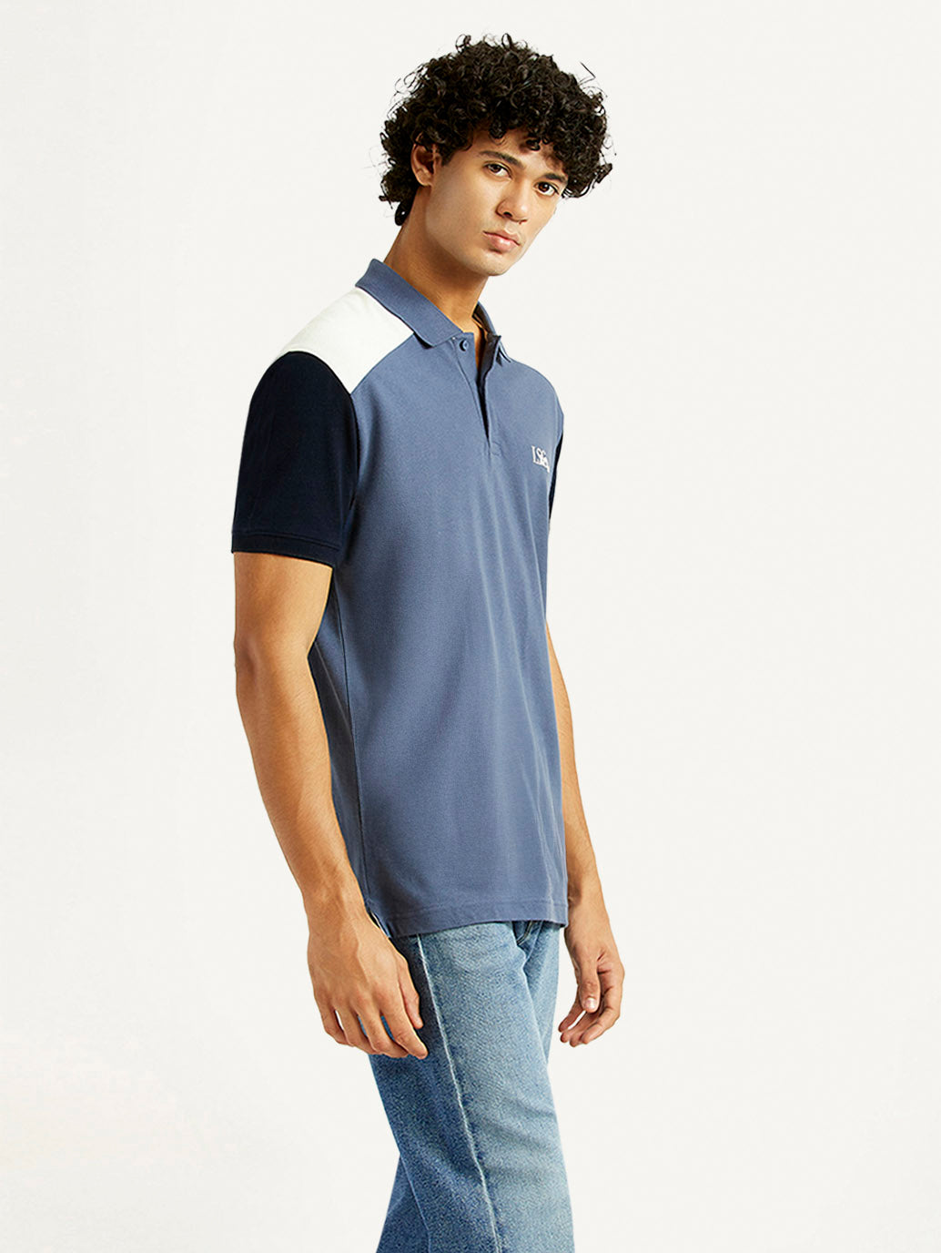 Men's Pure Cotton Slim Fit Polo T-shirt - Side View