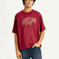 Men's Typographic Print Maroon Loose Fit T-shirt - Styleshot View