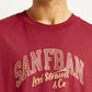 Men's Typographic Print Maroon Loose Fit T-shirt - Detail View