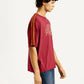 Men's Typographic Print Maroon Loose Fit T-shirt - Side View