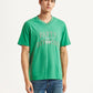Men's Typographic Print Green Loose Fit T-shirt - Front View