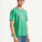 Men's Typographic Print Green Loose Fit T-shirt - Side View