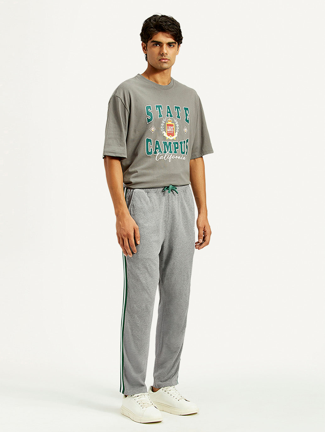 Men's Grey Relaxed Fit Track Pants - Side View