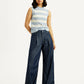 Women's Dark Indigo Baggy Fit High Rise Jeans - Styleshot View