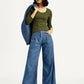 Women's Mid Indigo Baggy Fit High Rise Jeans - Styleshot View