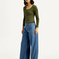 Women's Mid Indigo Baggy Fit High Rise Jeans - Side View