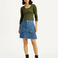 Women's Blue Straight Fit Mid Rise Skirt - Front View