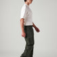Men's Olive Baggy Fit Mid Rise Cargos - Side View