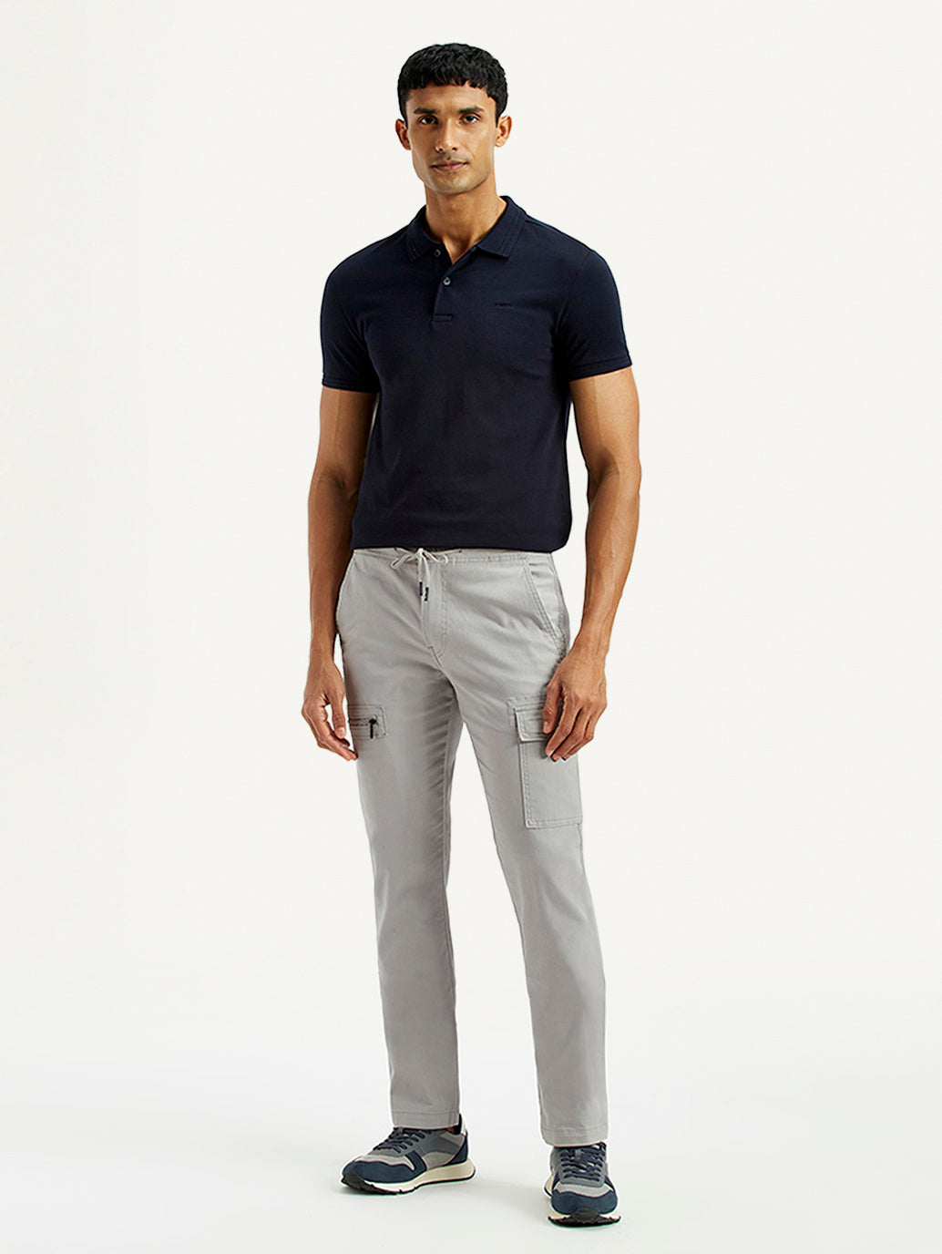 Men's 511 Grey Slim Fit Mid Rise Cargo Trousers - Front View