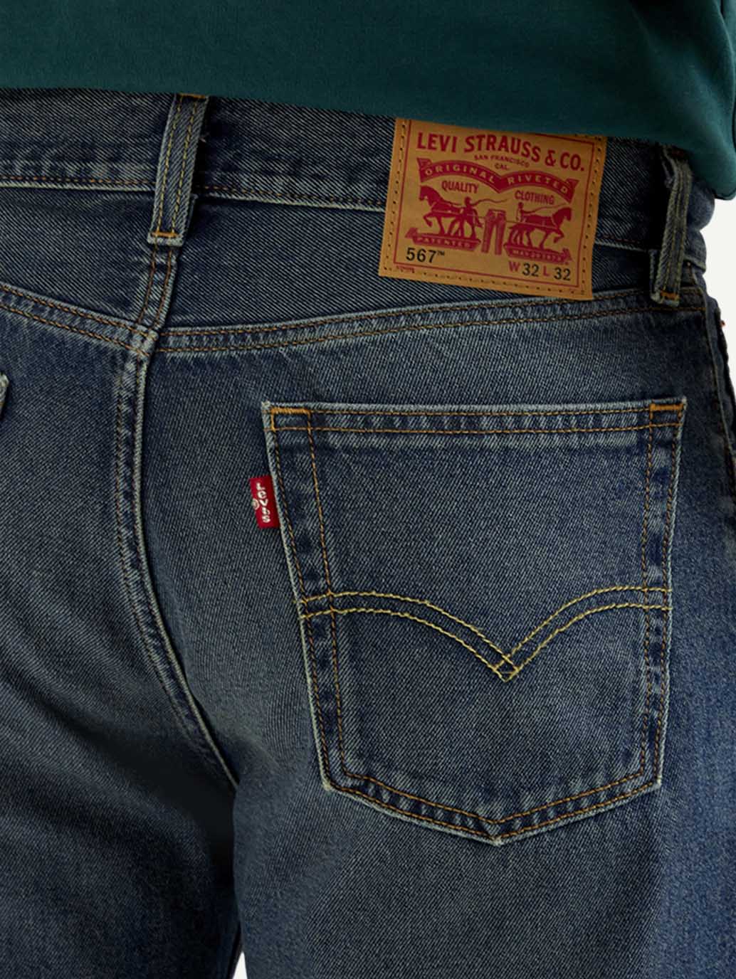 Men's 567 Dark Indigo Loose Fit Mid Rise Jeans - Detail View