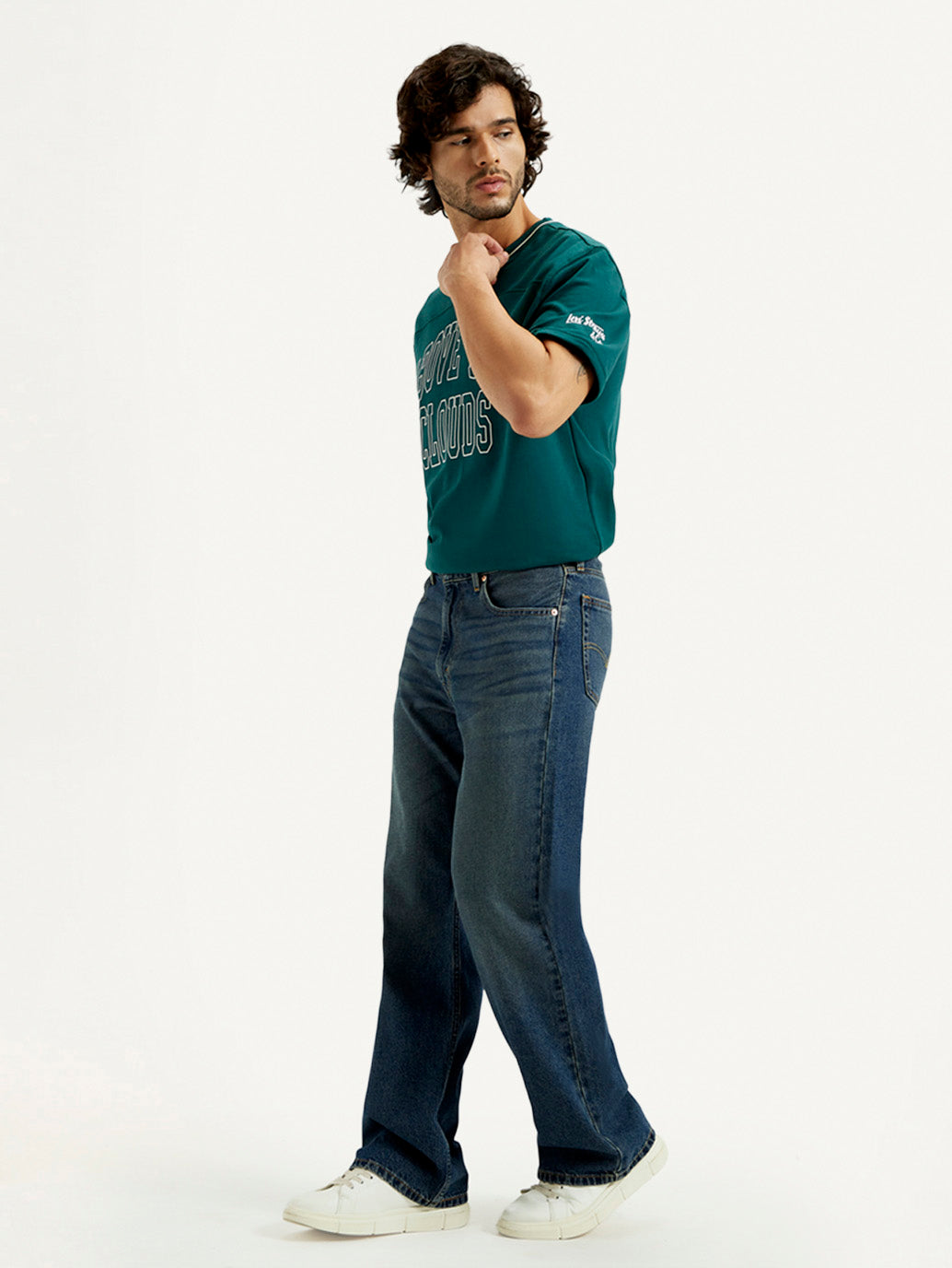 Men's 567 Dark Indigo Loose Fit Mid Rise Jeans - Side View