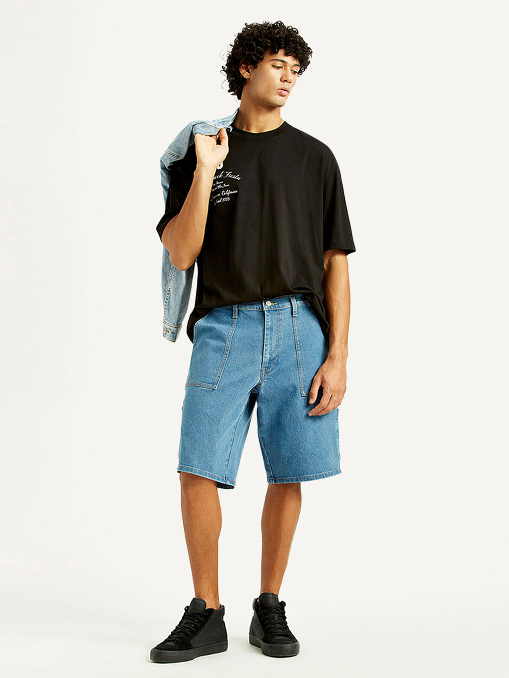 Men's Blue Loose Fit Shorts - Styleshot View