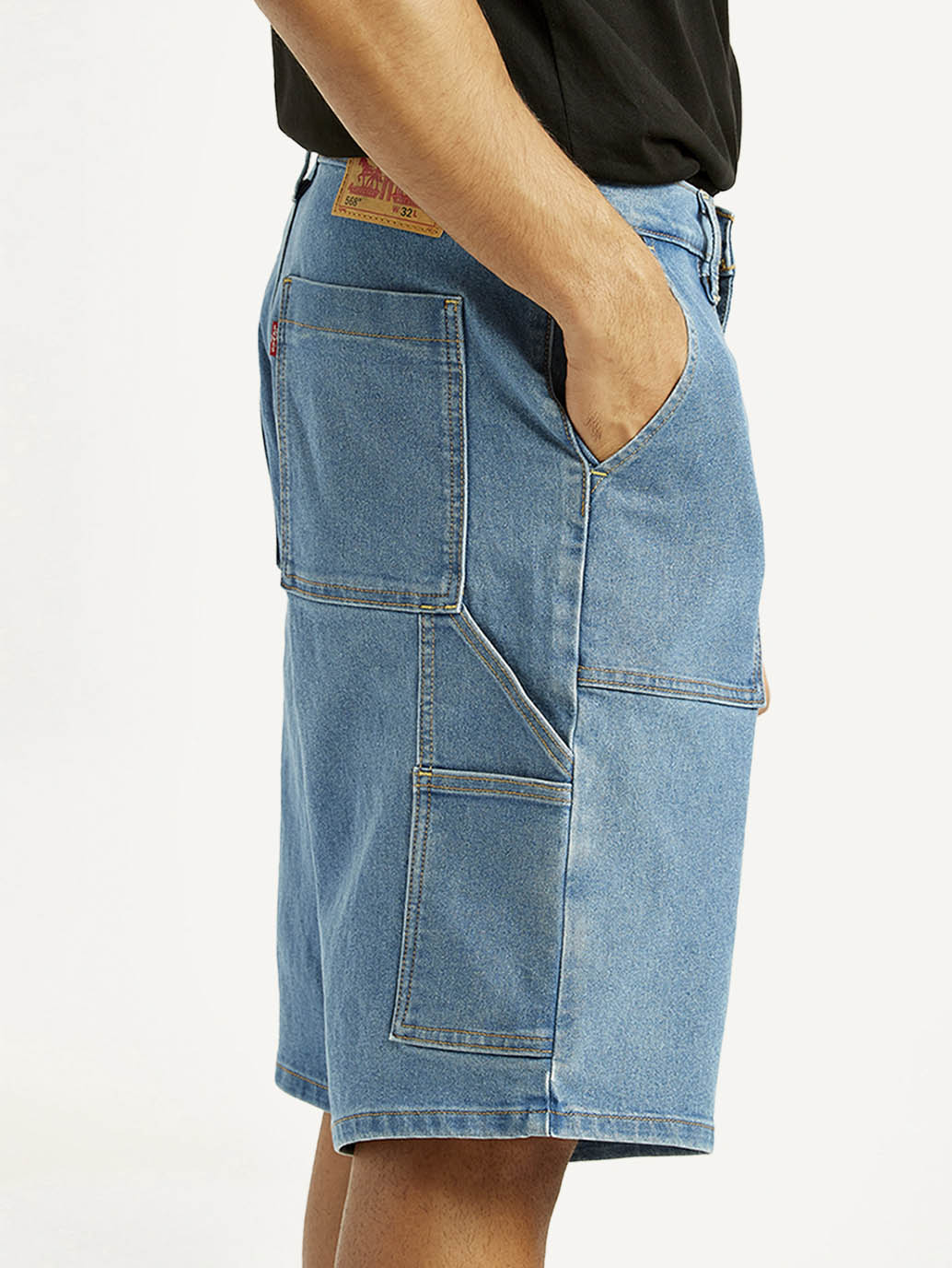 Men's Blue Loose Fit Shorts - Detail View