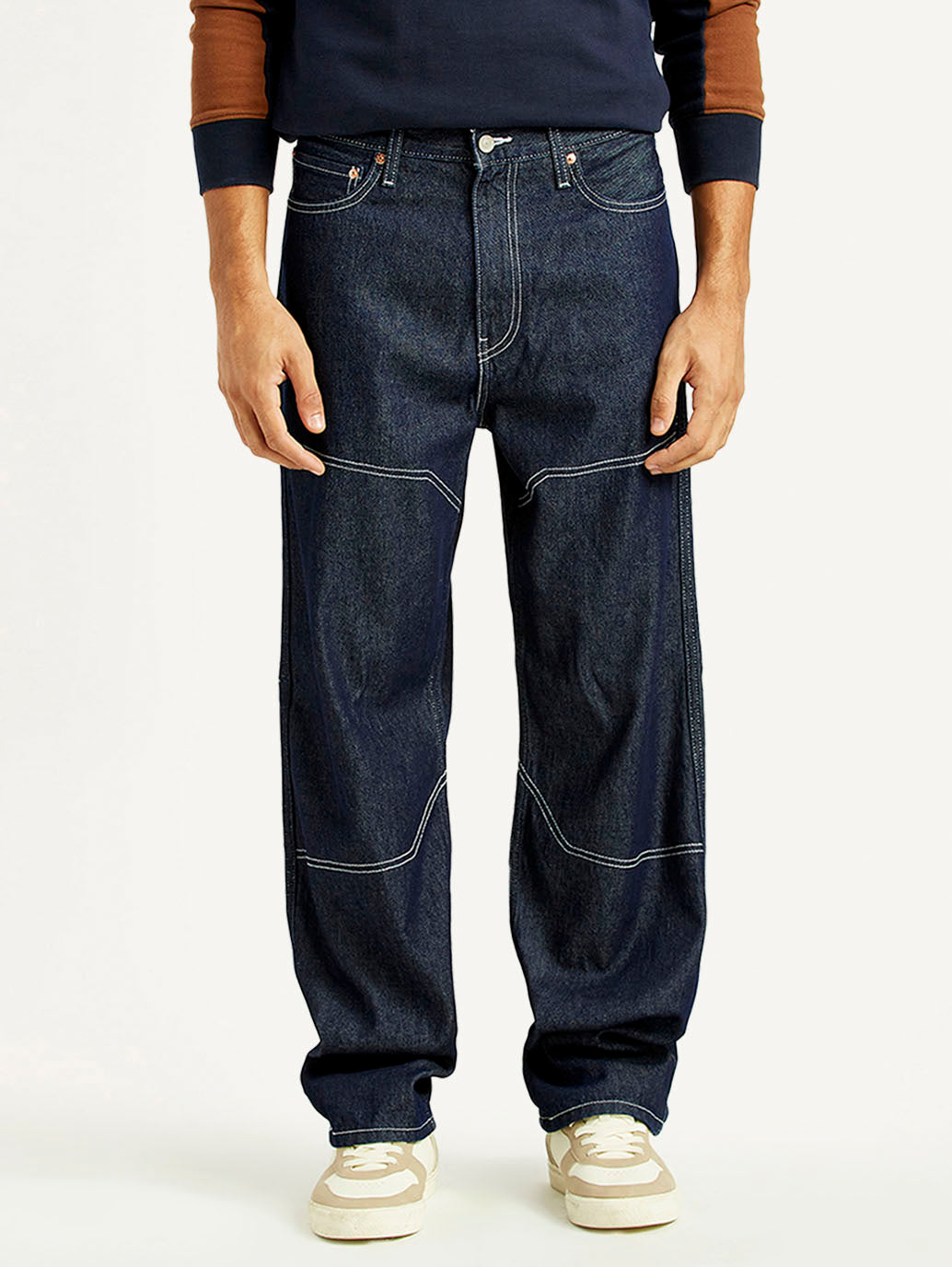 Men's 568 Dark Indigo Loose Fit Mid Rise Jeans - Front View