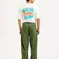 Men's Olive Green Loose Fit Mid Rise Chinos - Back View